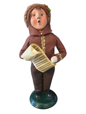 VINTAGE Holiday Caroler Figurine in Brown with Sheet Music